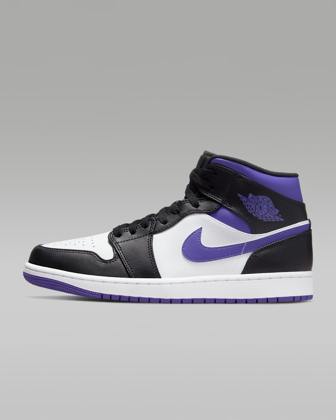 Air Jordan 1 Mid Shoes - Black/White/Dark Iris