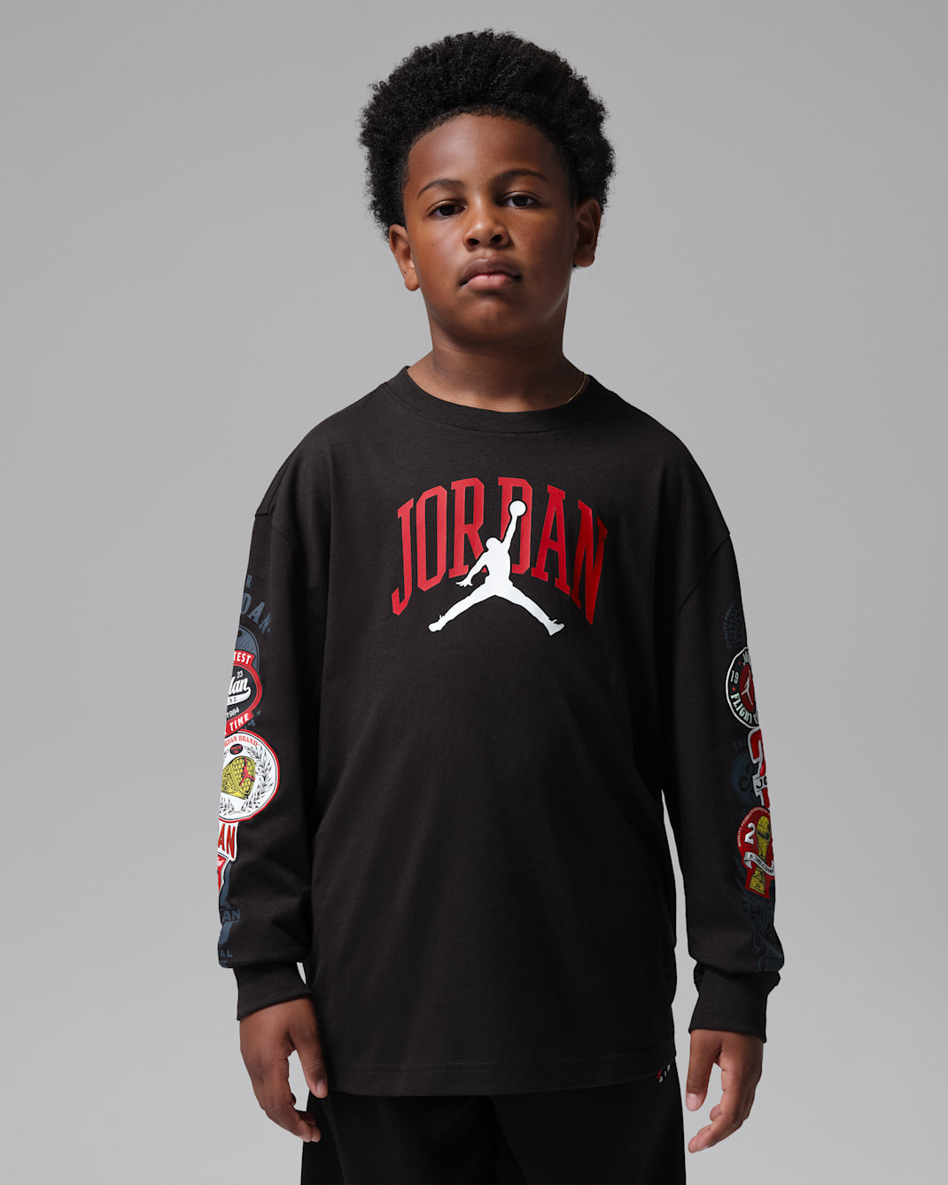 Playera de manga larga Interstate 23 Highway Arch para niños talla grande Jordan - Negro
