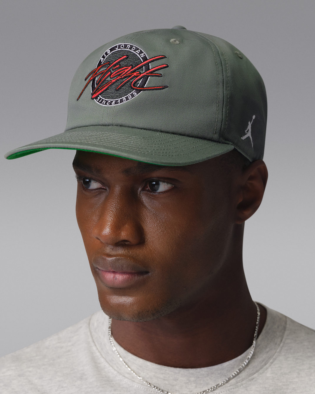 Jordan Flight Pro Unstructured Flat Bill Cap - Vintage Lichen/Kelly Green/White