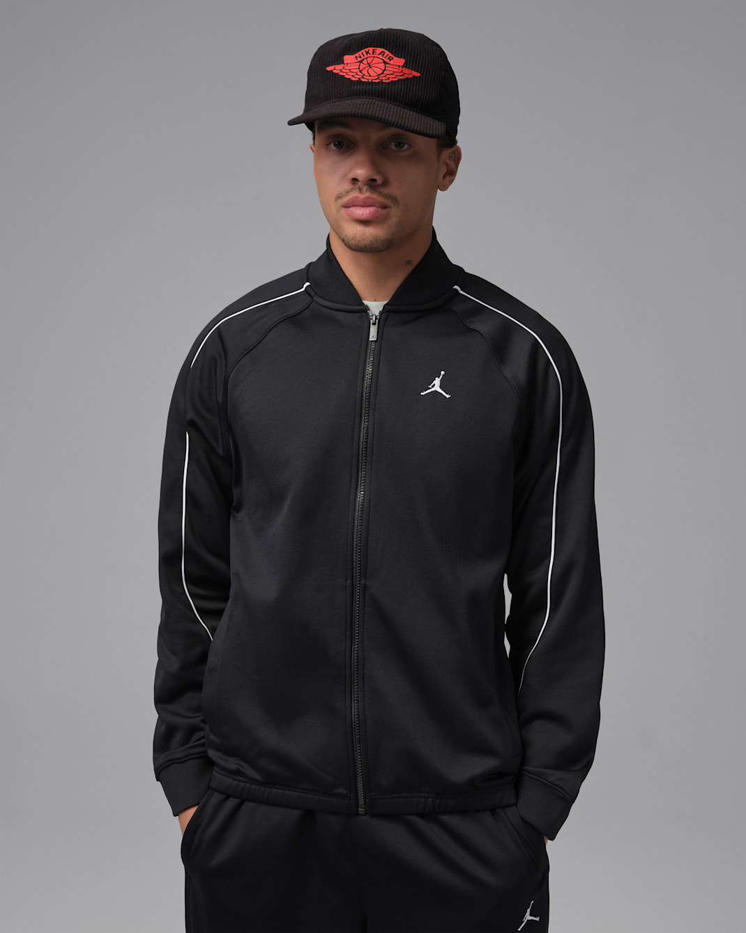 Jordan Brooklyn Men's Tricot Track Jacket - Black/White/White