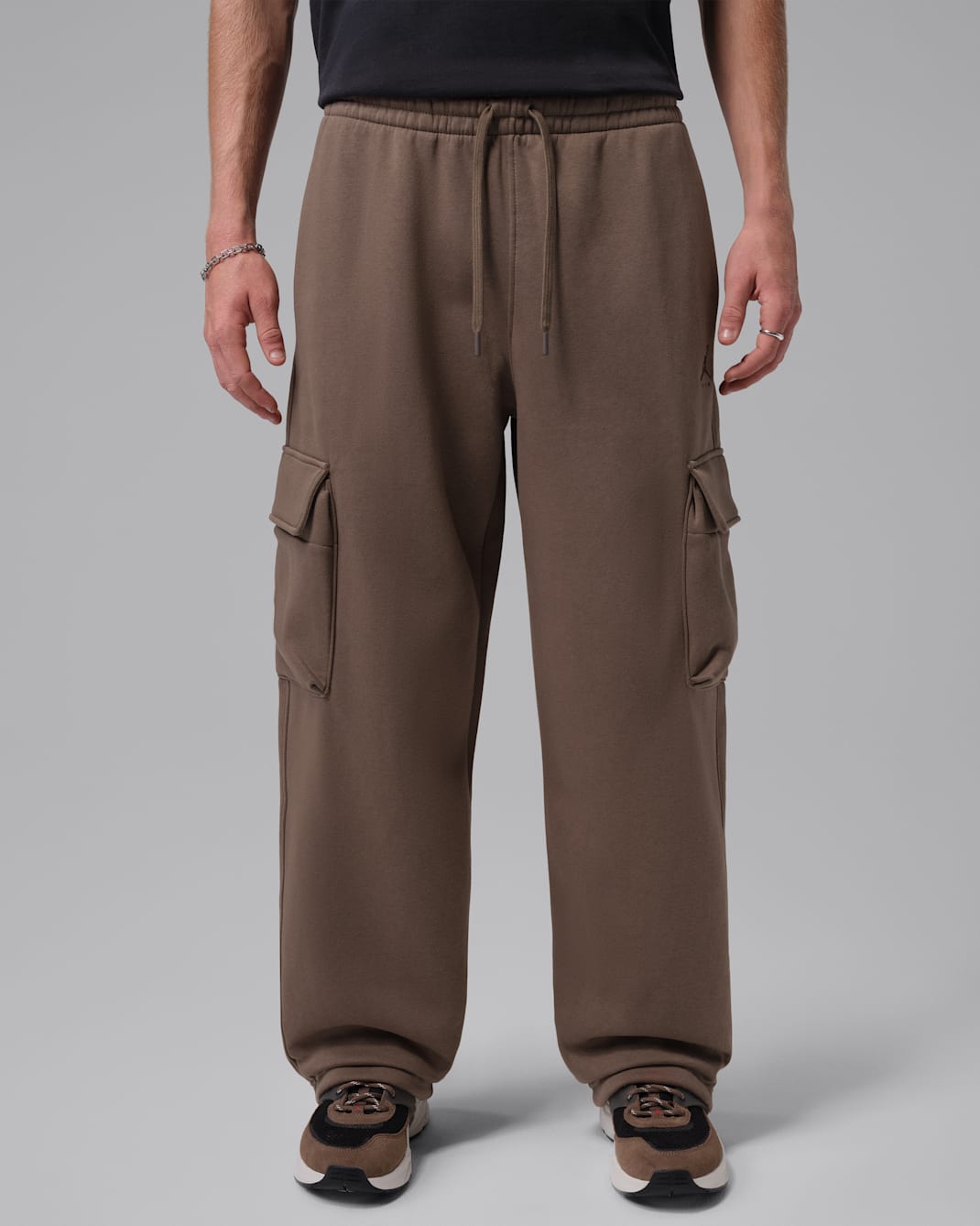 Pánské oversize flísové cargo kalhoty Jordan Brooklyn - Palomino/Dark Cinder