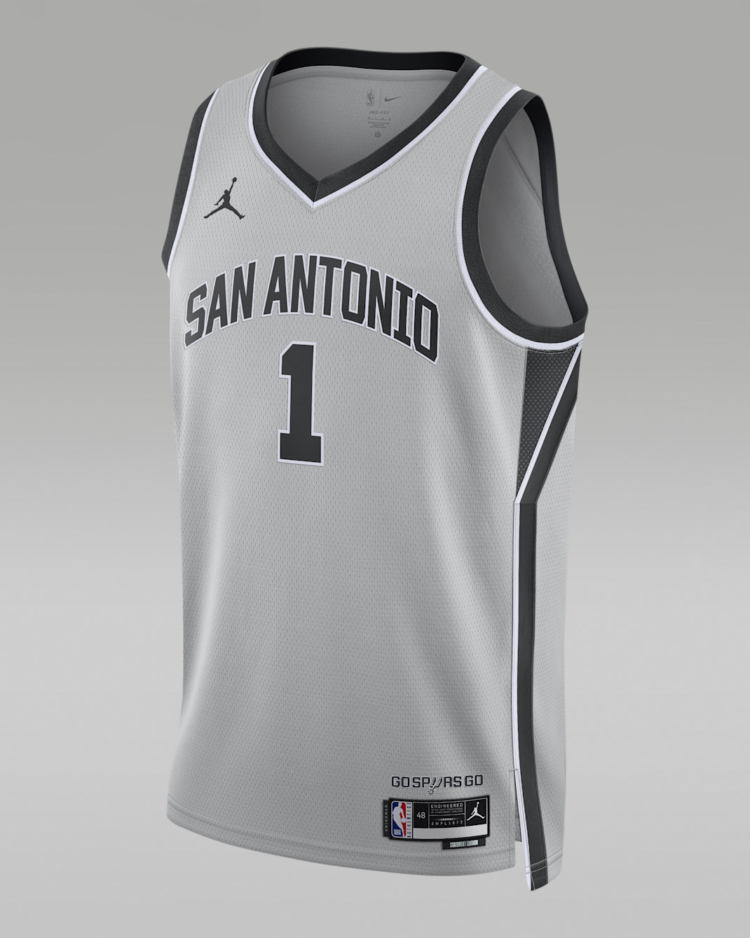 San Antonio Spurs 2025/26 Statement Edition Men's Nike Dri-FIT NBA Swingman Jersey - Flat Silver