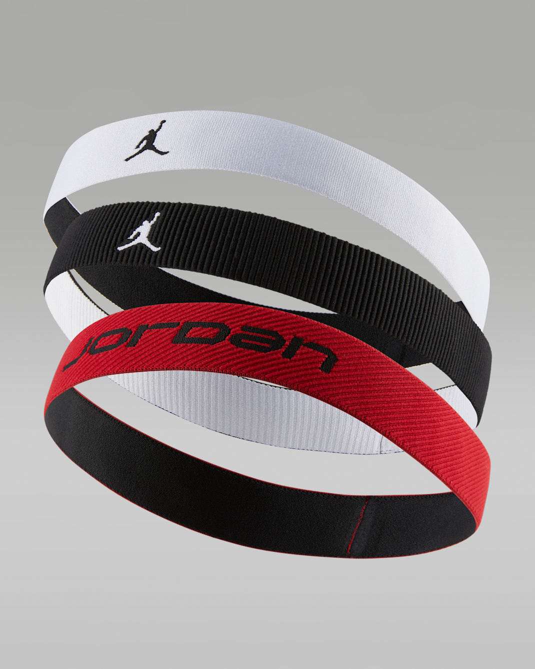 조던 스포츠 와이드 헤드밴드(3팩) - 화이트/짐 레드/블랙