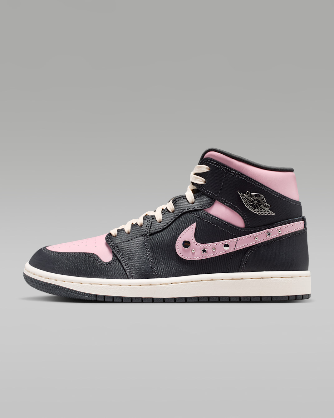 Air Jordan 1 Mid SE Women's Shoes - Anthracite/Iced Carmine/Coconut Milk/Metallic Silver
