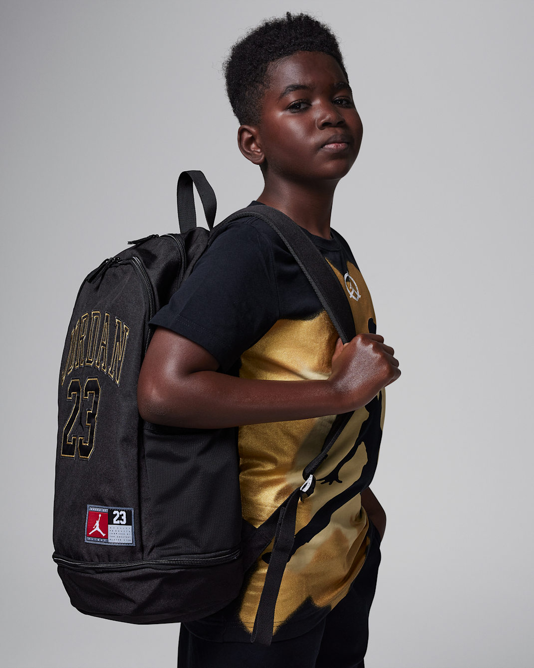 Mochila de punto para niños grandes (27 L) Jordan - Negro/Oro