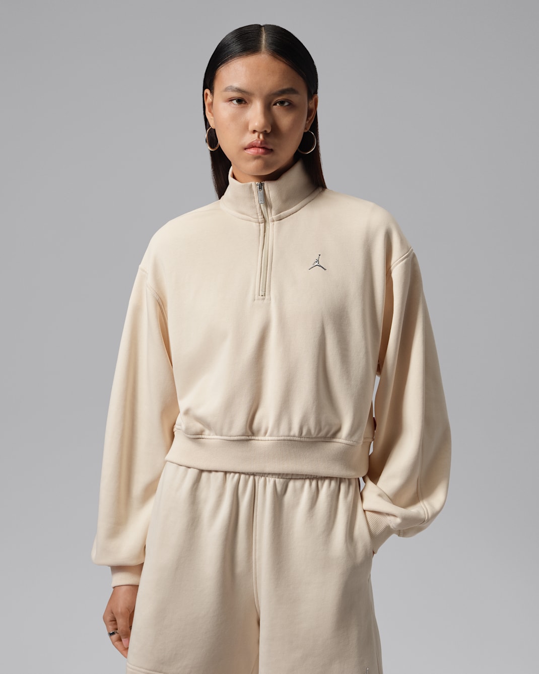 Jordan Brooklyn Fleece Women's Cropped 1/4-Zip Sweatshirt - Pearl White