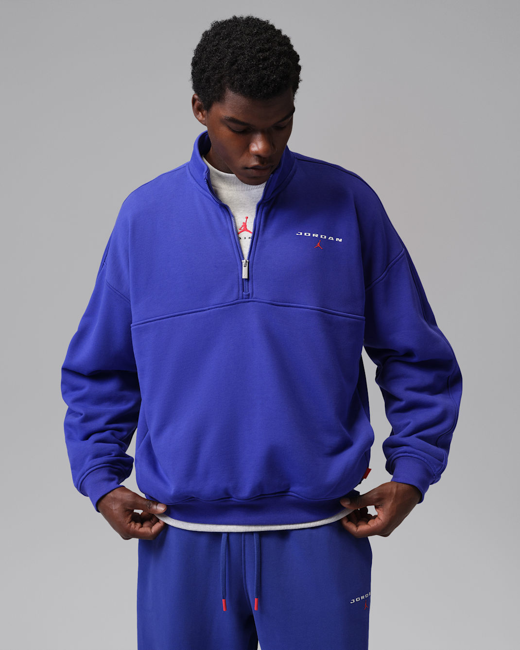 Sudadera con cierre de 1/4 para hombre Jordan Flight Fleece - Concordia claro