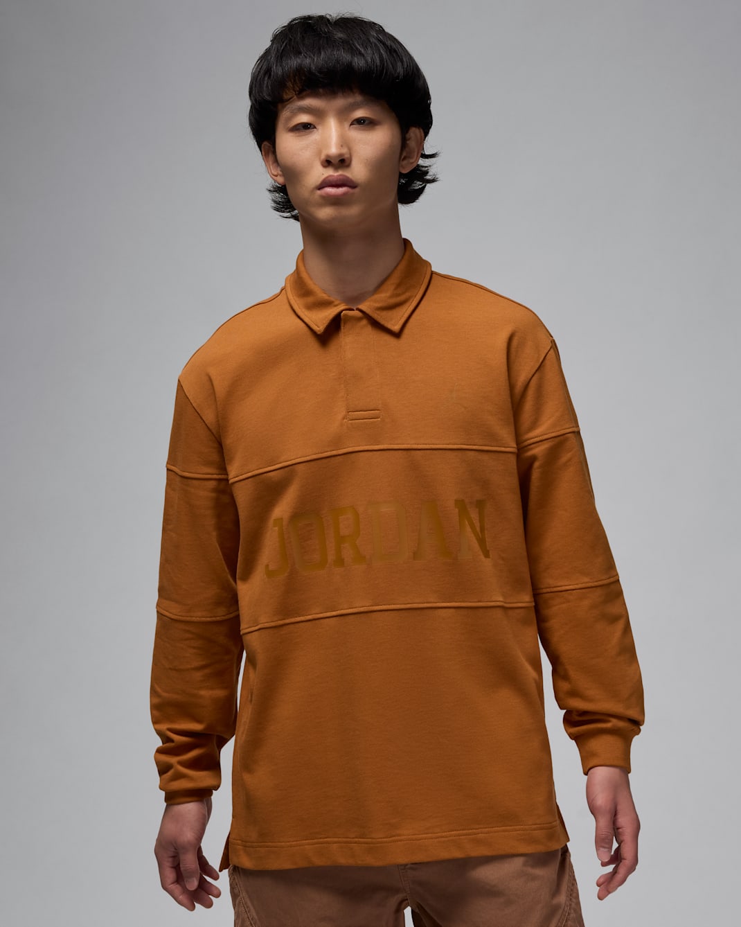 Jordan Essentials Men's Long-Sleeve Rugby Top - Desert Bronze/Light British Tan