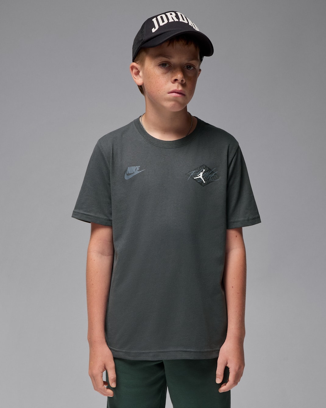Jordan Big Kids' '24 Retro Black Cat T-Shirt - Anthracite