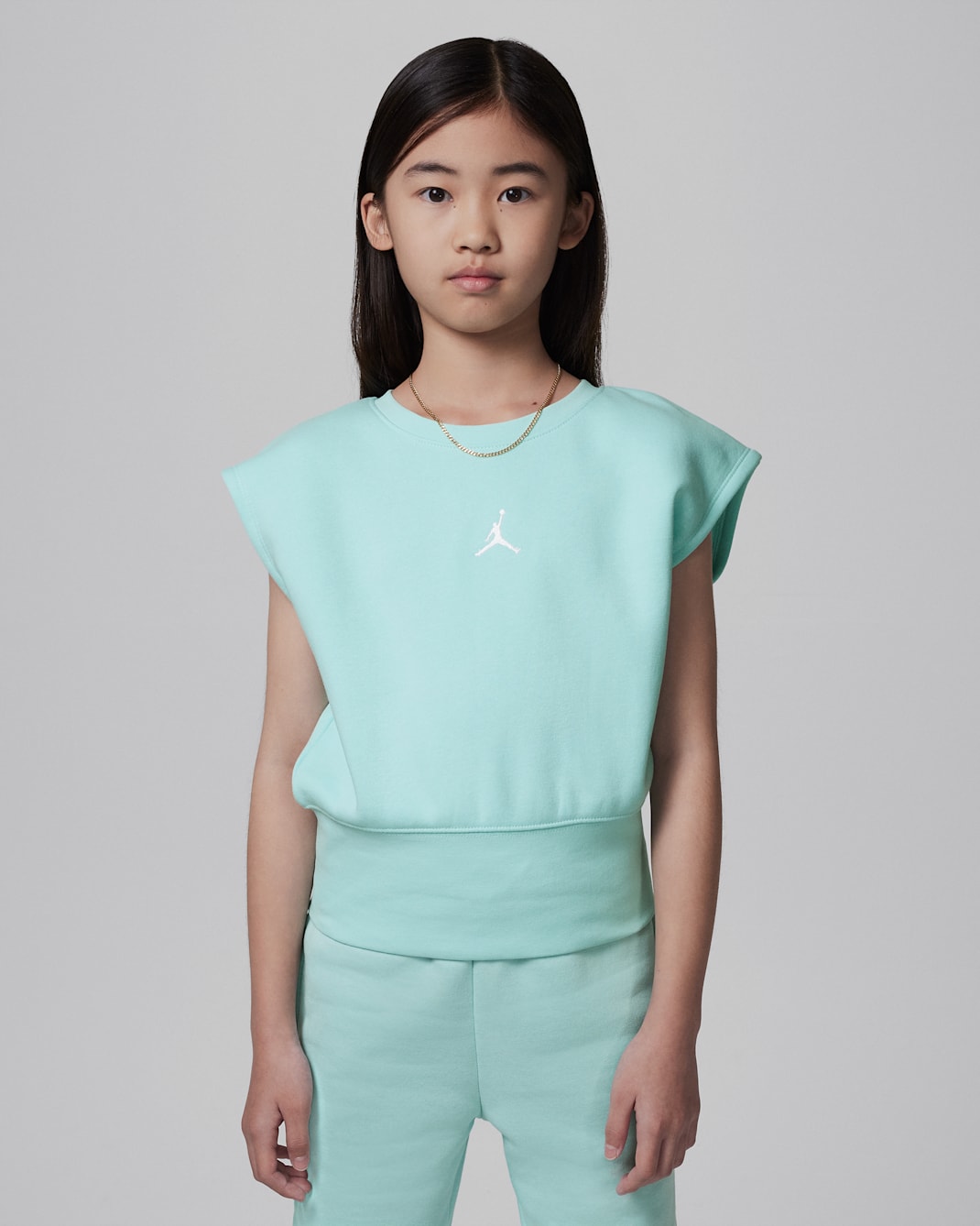 Chaleco de tejido Fleece Brooklyn Jordan para niños talla grande - Rocío claro