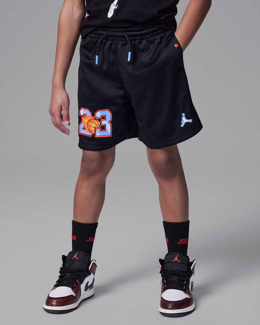 Shorts Flame Jordan Customized Air para niños talla pequeña - Negro