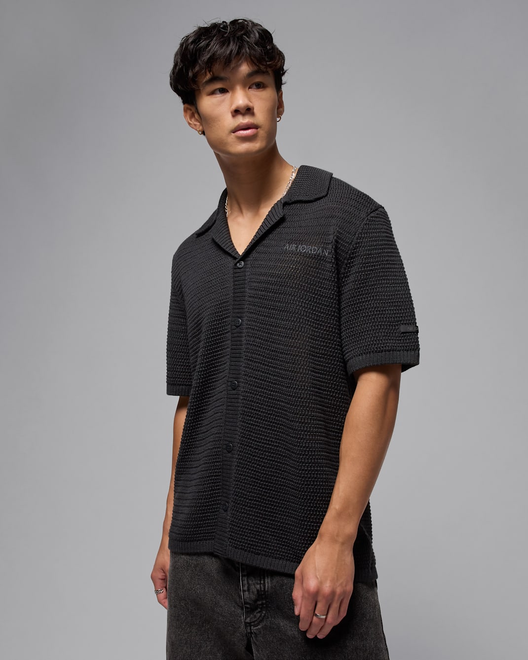 Air Jordan Men's Knit Short-Sleeve Top - Off-Noir