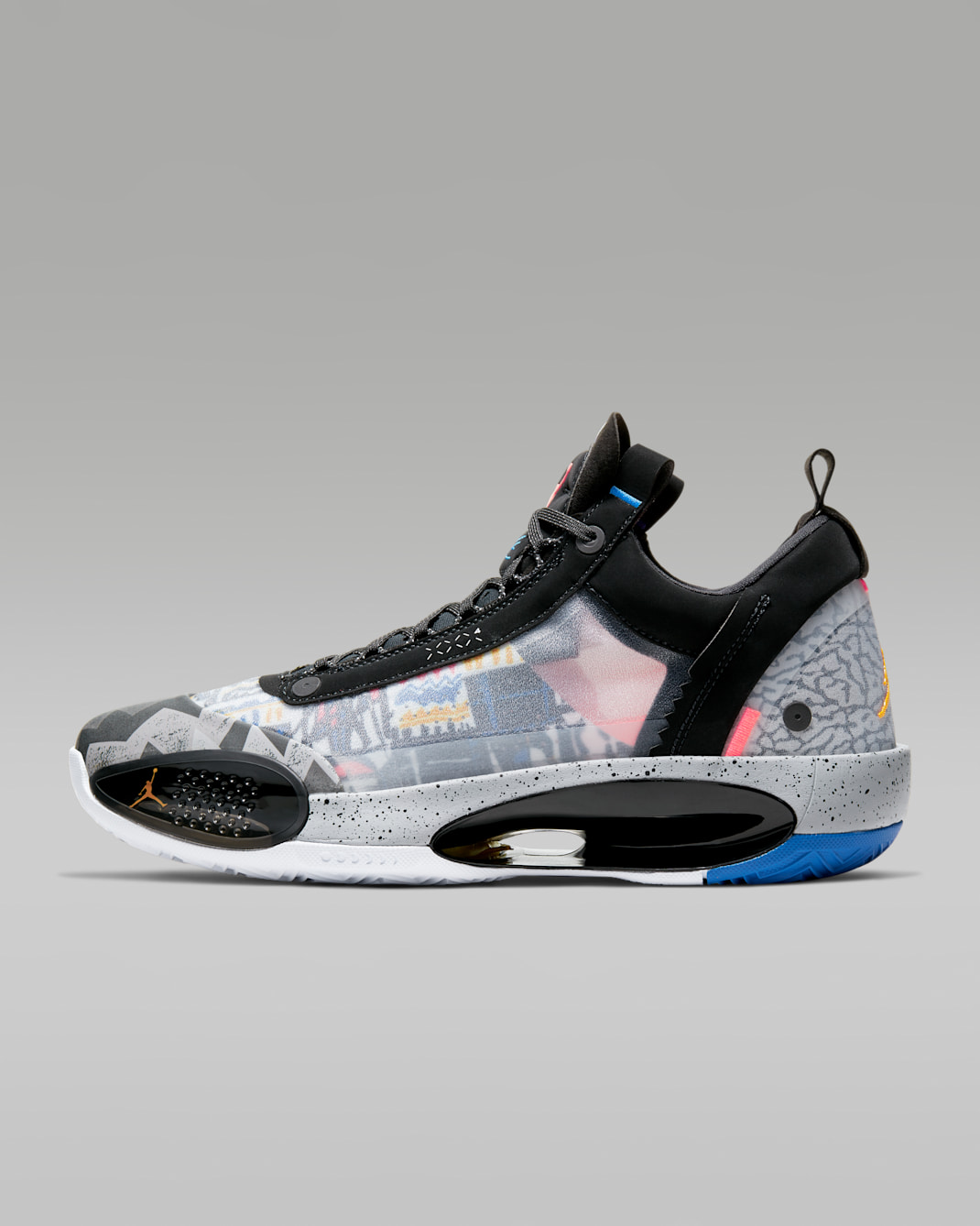 Air Jordan XXXIV Low PF Basketball Shoe - Black/White/Flash Crimson/Laser Orange