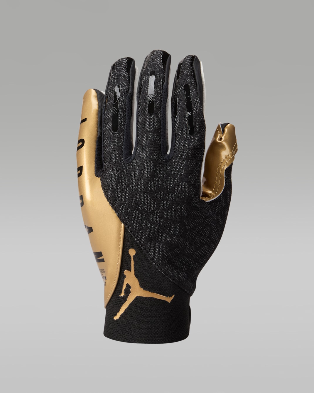 Jordan Knit Metallic Football Gloves (1 Pair) - Black/Metallic Gold/Metallic Gold
