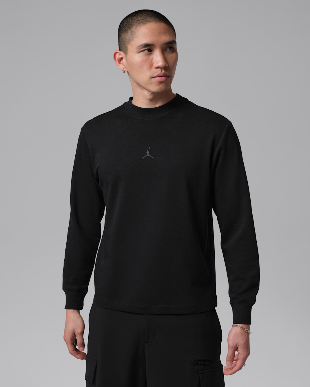 조던 스포츠 남성 드라이 핏 골프 긴팔 모크넥 스웻셔츠 - 블랙/블랙