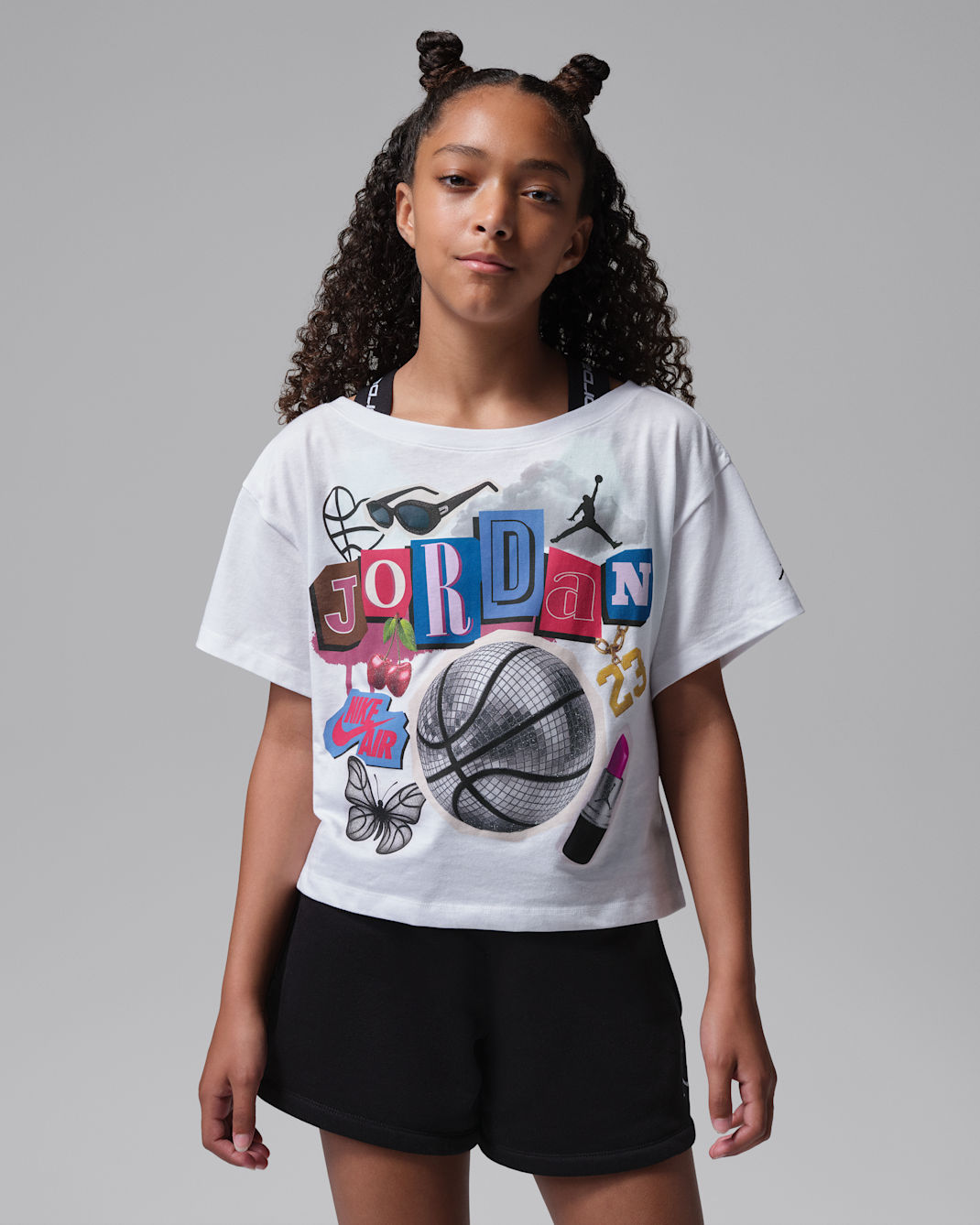 Playera Air con collage para niños talla grande Jordan - Blanco