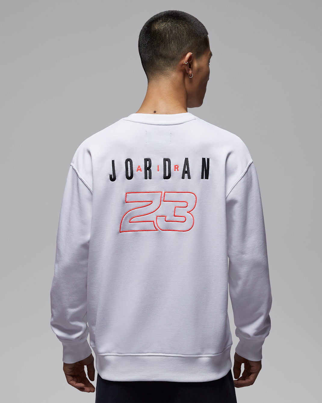 Jordan Flight Fleece Men's Crew-Neck Sweatshirt - White/Infrared 23
