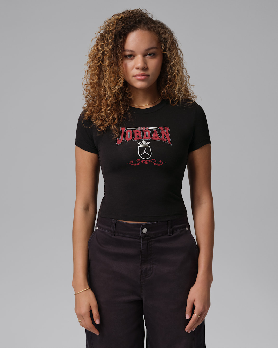T-shirt recortada Jordan Brooklyn para mulher - Preto/Sail