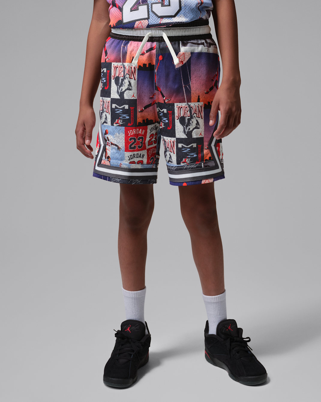 Jordan Dri-FIT Big Kids' MJ Printed Sport Diamond Shorts - Off Noir