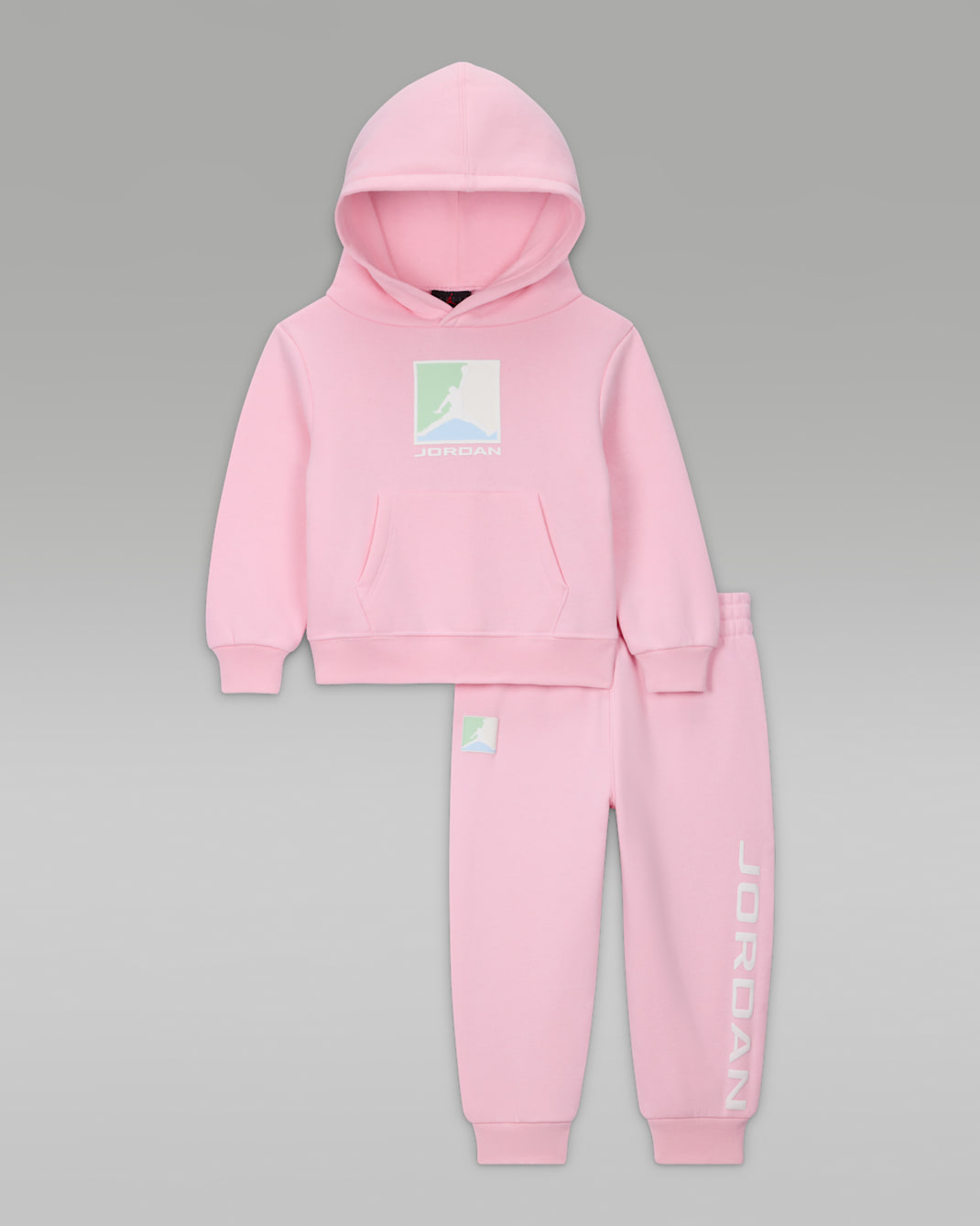 Tvådelat fleeceset med huvtröja Jordan Essentials Baseline för baby (12–24 mån) - Medium Soft Pink/Vit
