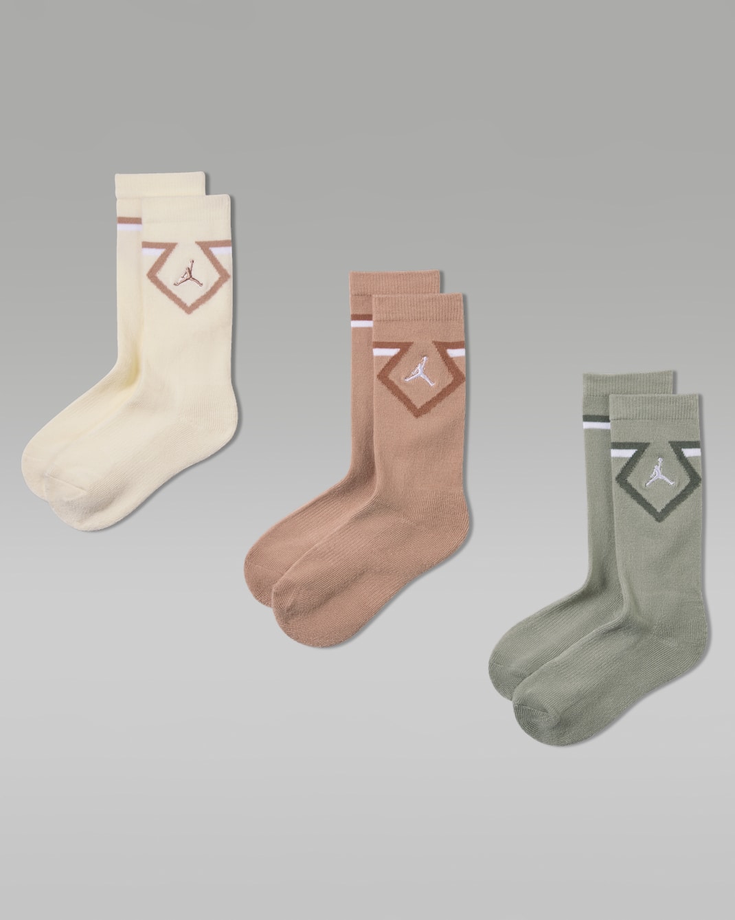 Jordan Big Kids' Diamond Crew Socks (3 Pairs) - Coconut Milk