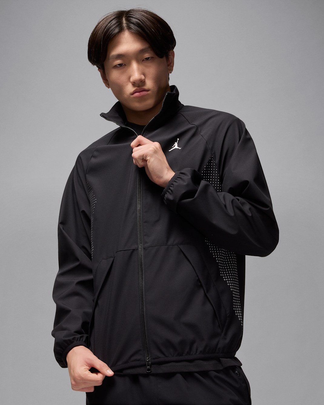 เสื้อแจ็คเก็ตวอร์มอัพผู้ชาย Jordan Sport JAM - ดำ/Metallic Silver