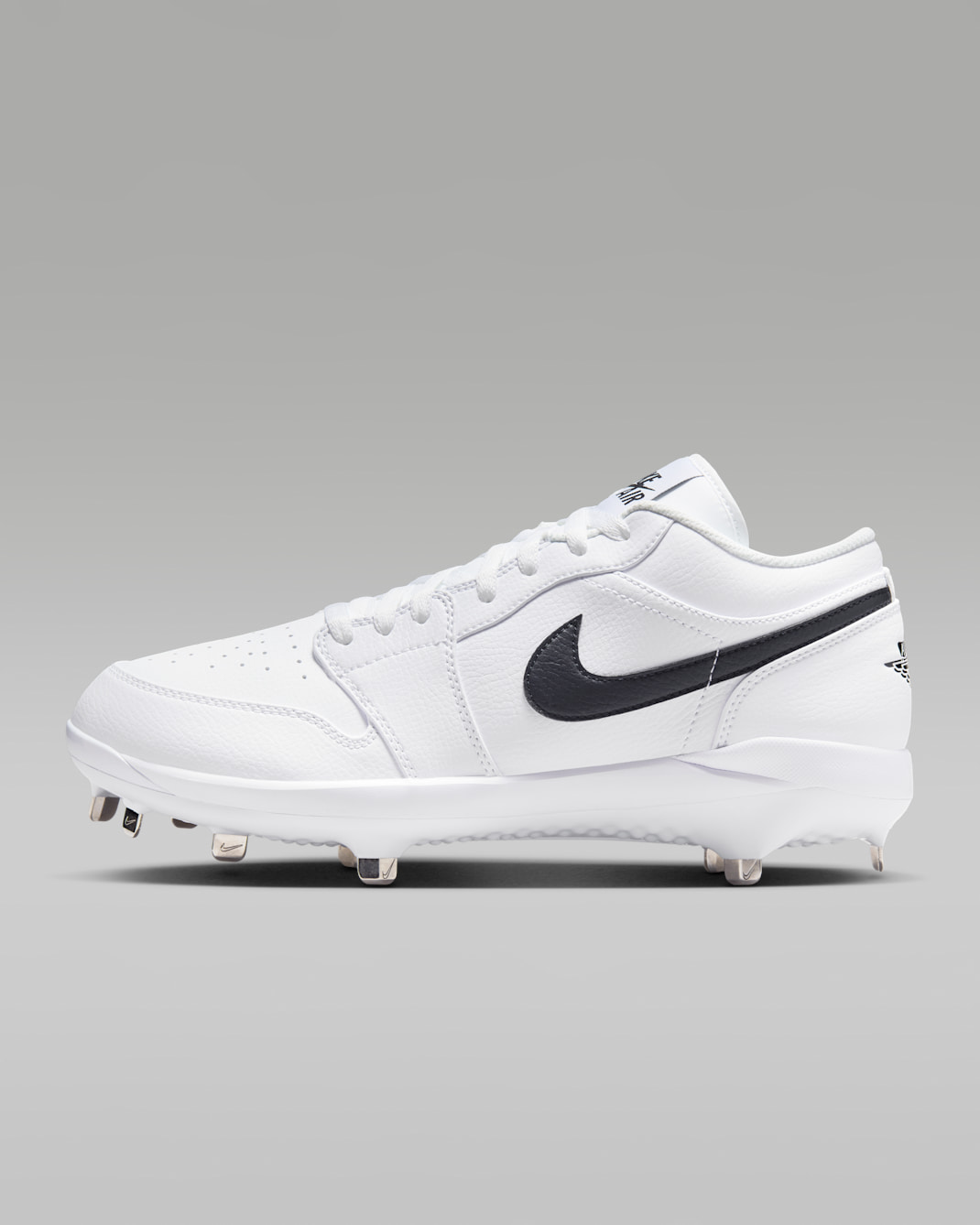 Jordan 1 Retro Low Metal Baseball Cleats - White/White/Black