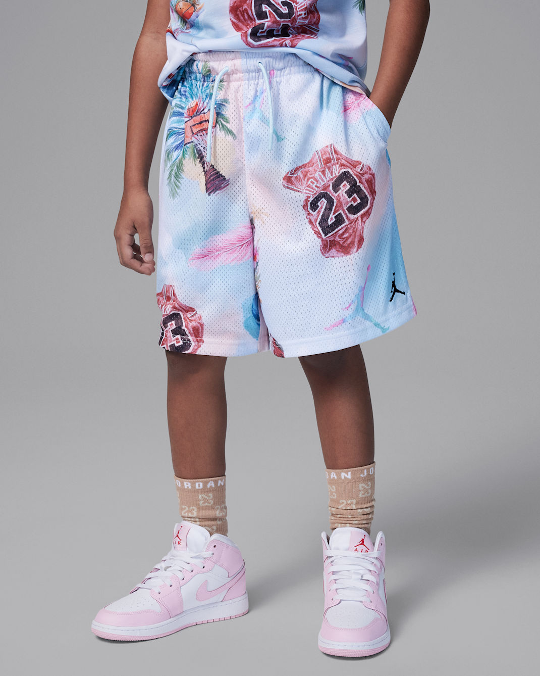 Shorts de malla estampados Summer Pack para niños talla grande Jordan Dri-FIT Essentials - Blanco