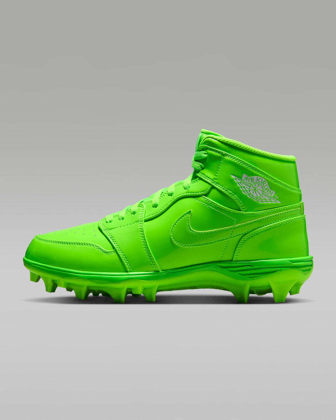 Jordan 1 Mid TD Men's Football Cleat - Electric Green/White/Electric Green