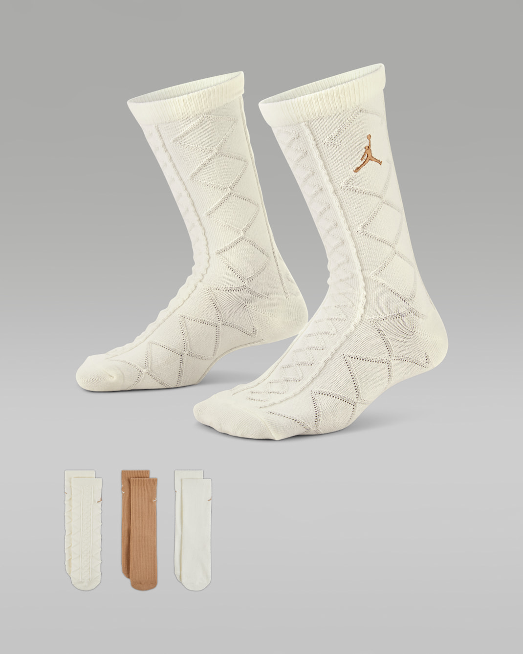 Klasyczne skarpety świąteczne na sezon 2025 dla dużych dzieci Jordan (3 pary) - Pale Ivory