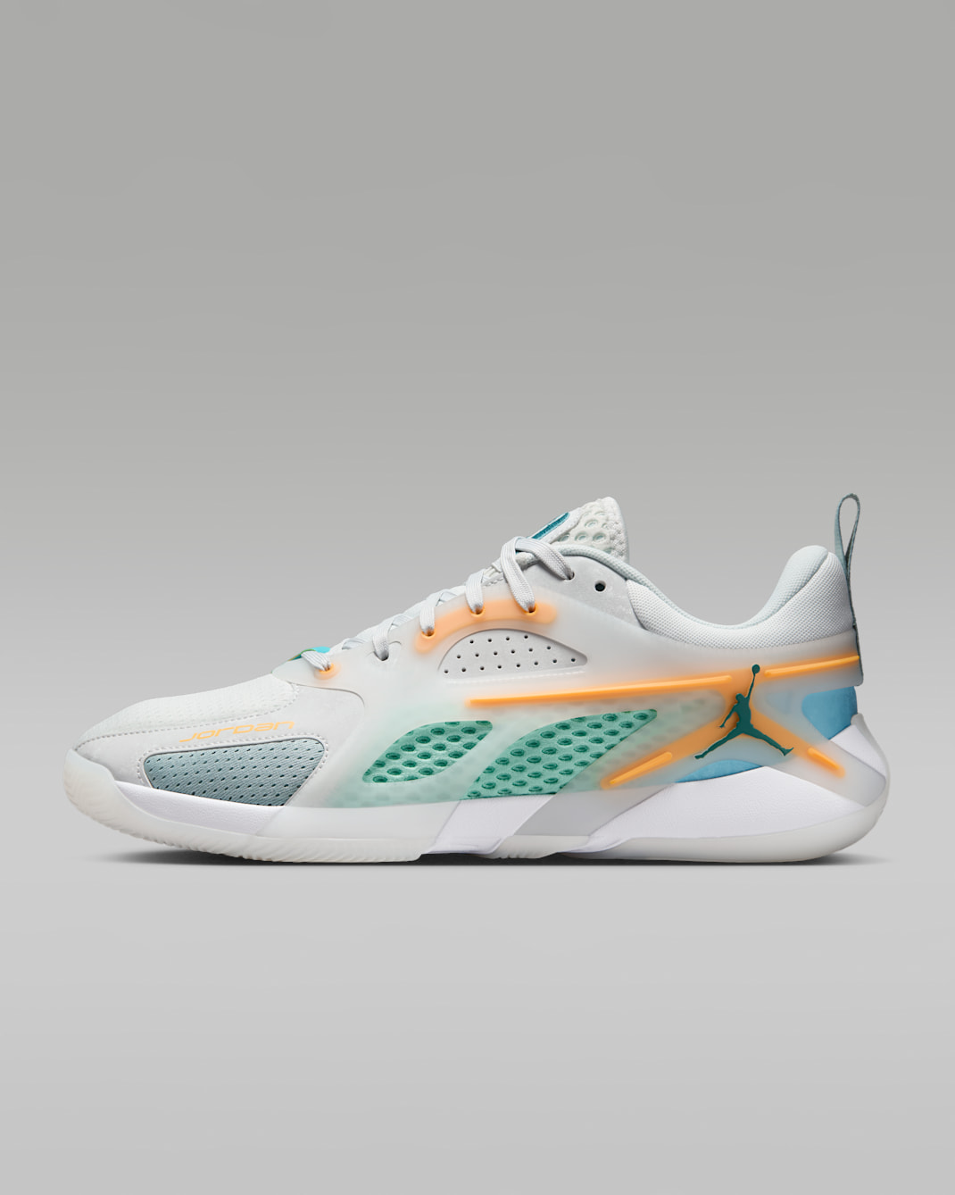 Tenis de básquetbol Jordan Heir Series "Poolside" - Blanco cáscara de huevo/Naranja láser/Cubo océano/Azul verdoso mineral