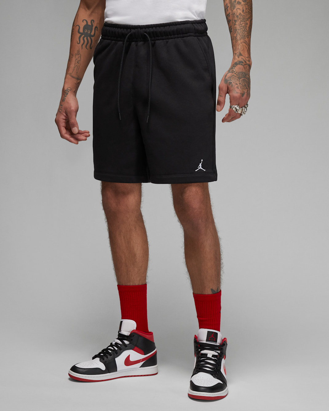 Short en tissu Fleece Jordan Brooklyn pour homme - Noir/Blanc
