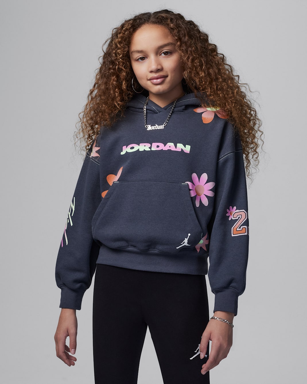 Jordan Deloris Jordan Flower hoodie voor kids - Anthracite