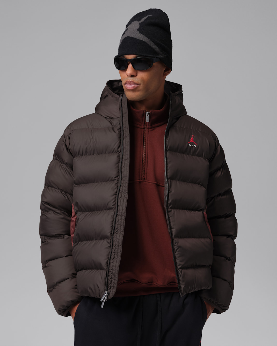 조던 브루클린 남성 패딩 재킷 - 벨벳 브라운/브론즈 이클립스/유니버시티 레드