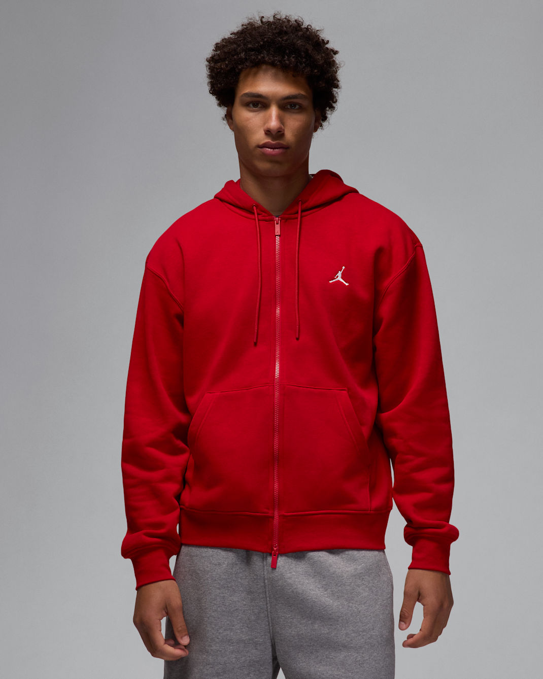 Sudadera con gorro de cierre completo para hombre Jordan Brooklyn Fleece - Rojo gimnasio/Blanco