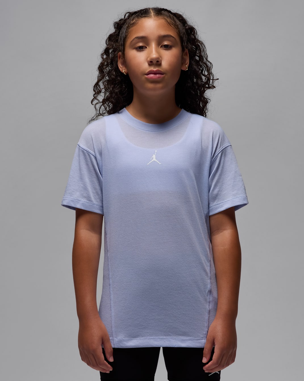 Jordan Sport Dri-FIT Big Kids' Short Sleeve Diamond Top - Ghost