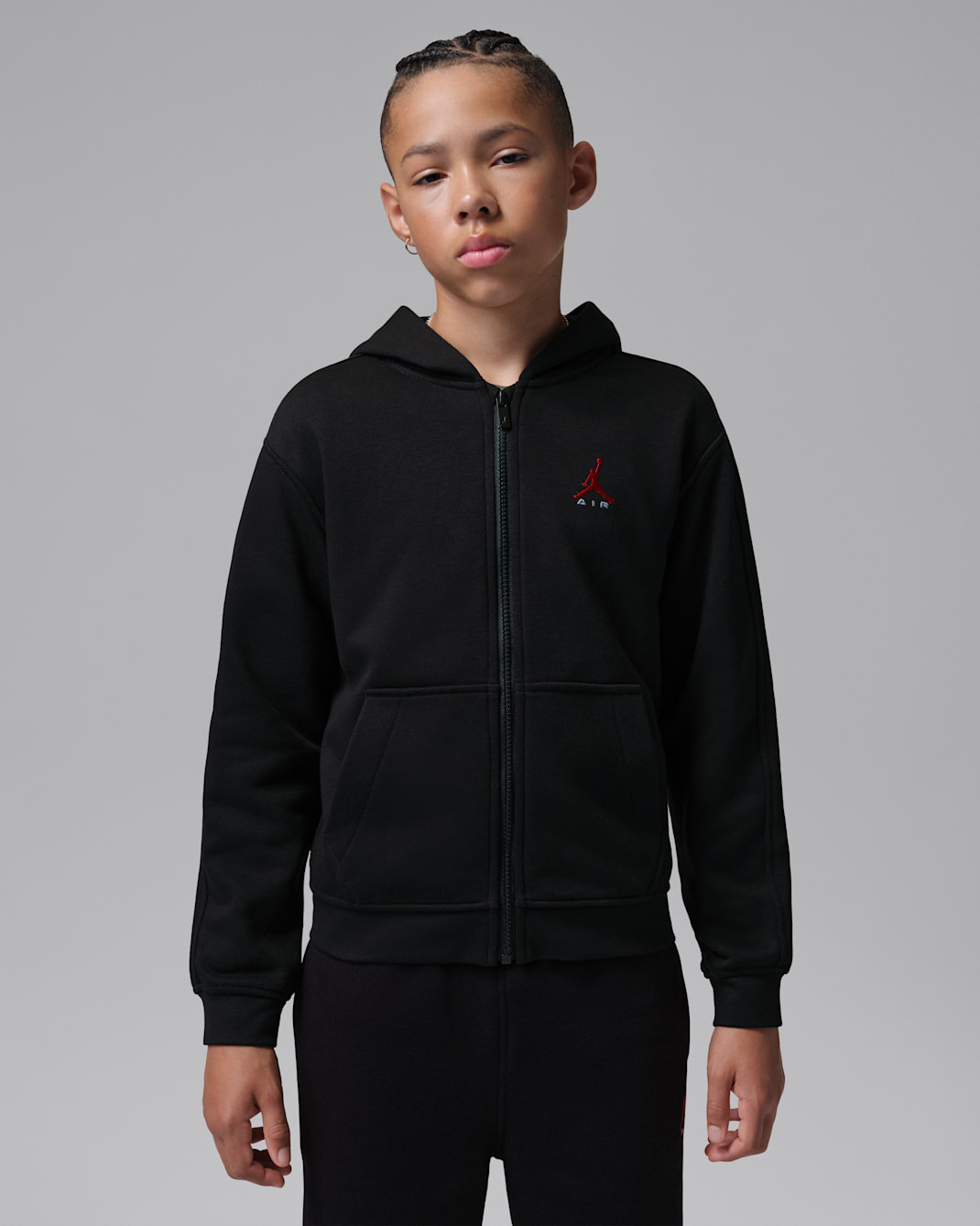 Jordan Brooklyn Fleece Older Kids' Full-Zip Hoodie - Black
