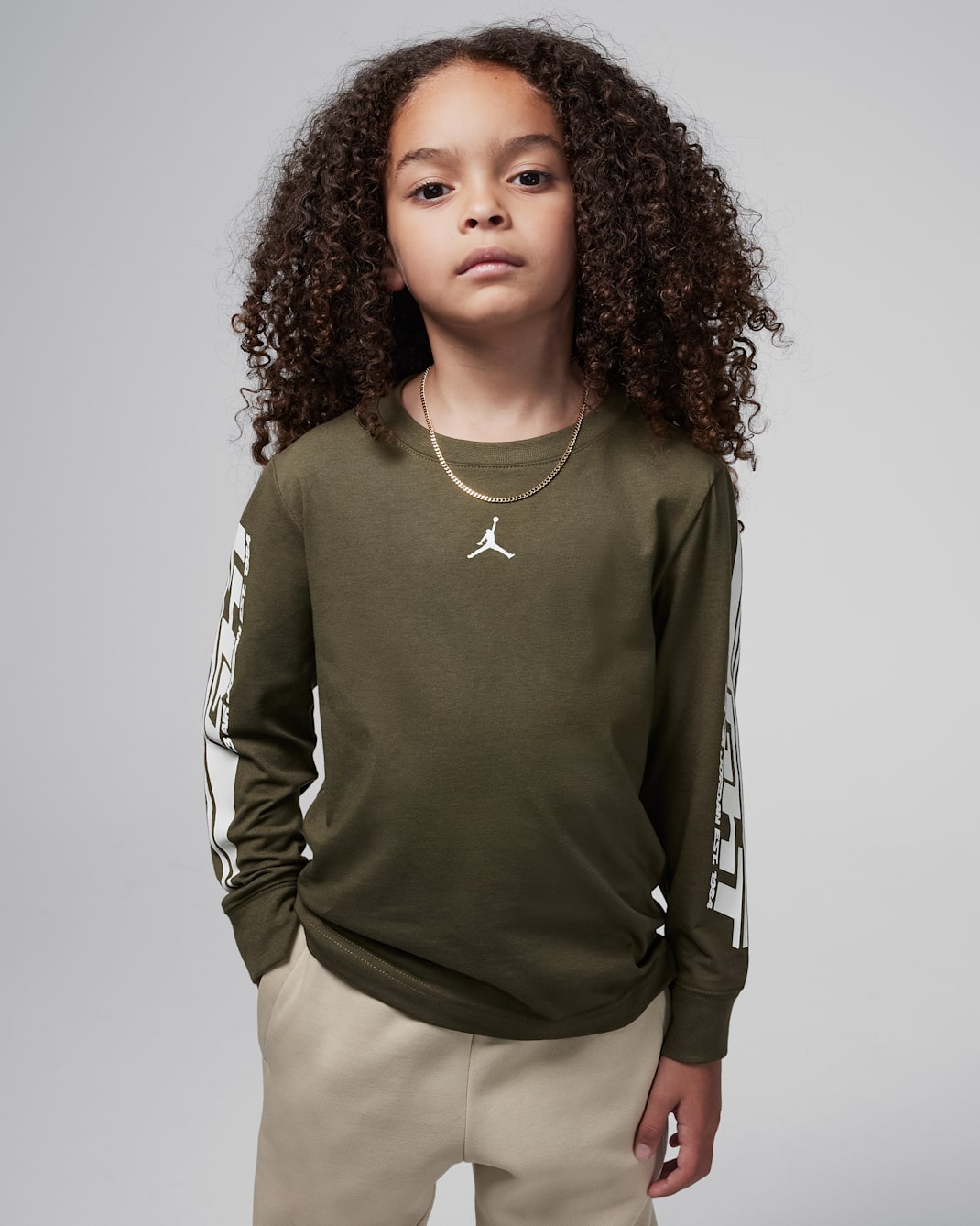 ジョーダン MVP リトルキッズ フライト ロングスリーブ Tシャツ - ミディアムオリーブ