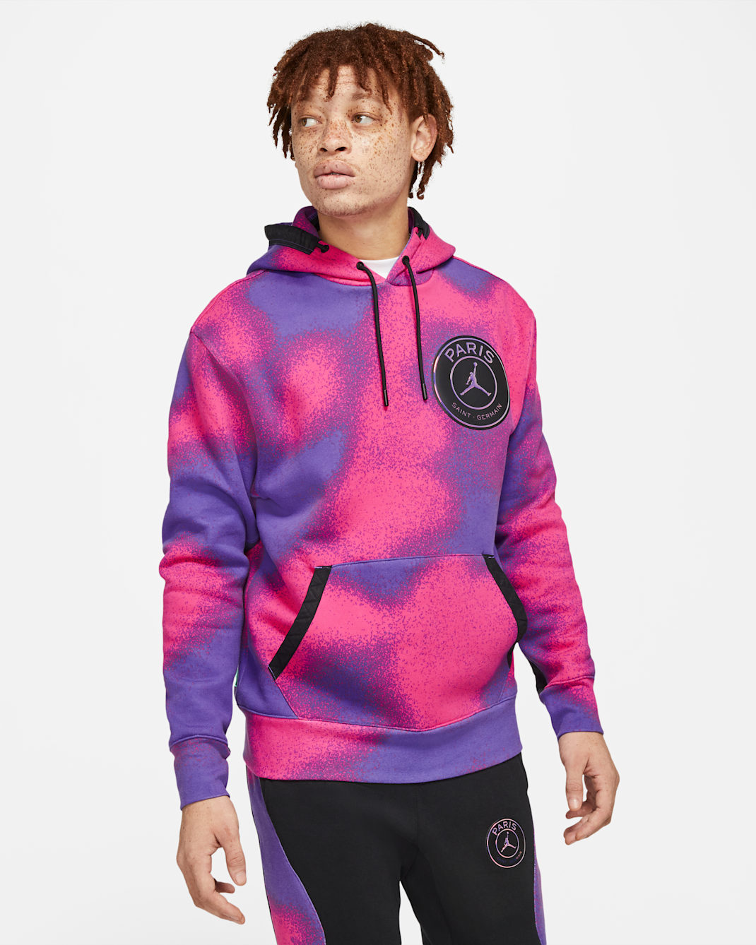 Paris Saint-Germain Fleece-Hoodie mit Print für Herren - Psychic Purple/Hyper Pink/Schwarz