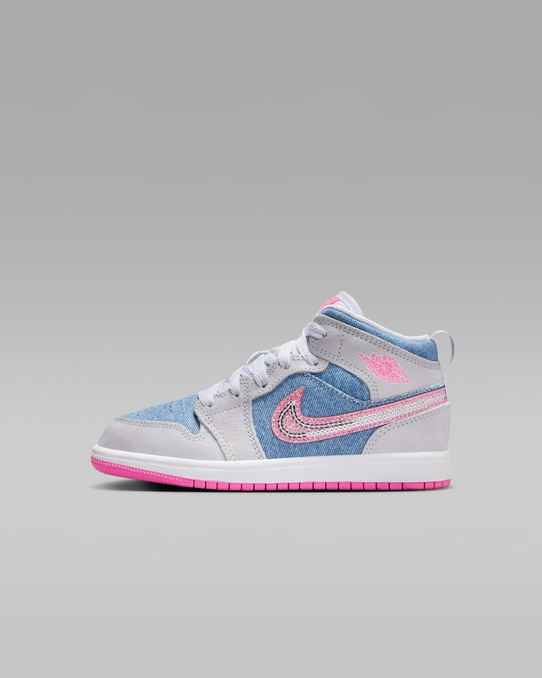 Jordan 1 Mid SE Tenis para niños de preescolar - Cobalto felicidad/Blanco/Rosa resplandor