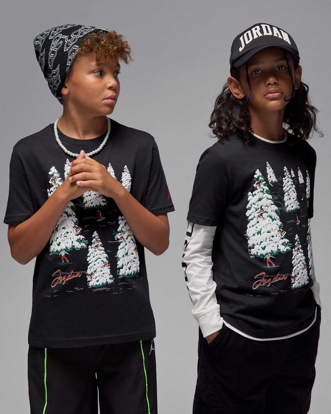 Jordan Winterland póló nagyobb gyerekeknek - Fekete