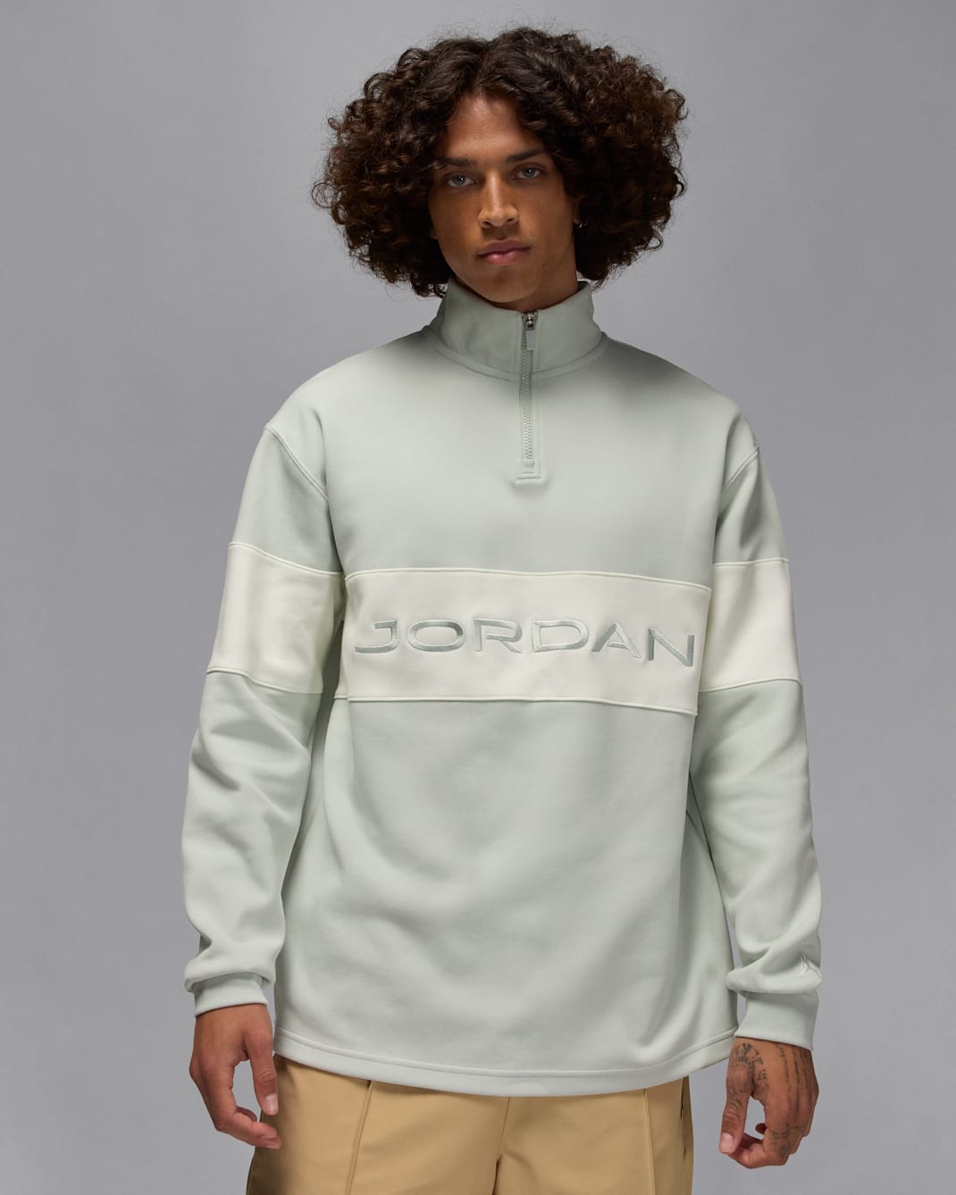 Jordan Sport Men's Dri-FIT 1/4-Zip Golf Top - Light Silver/Sail/Sail