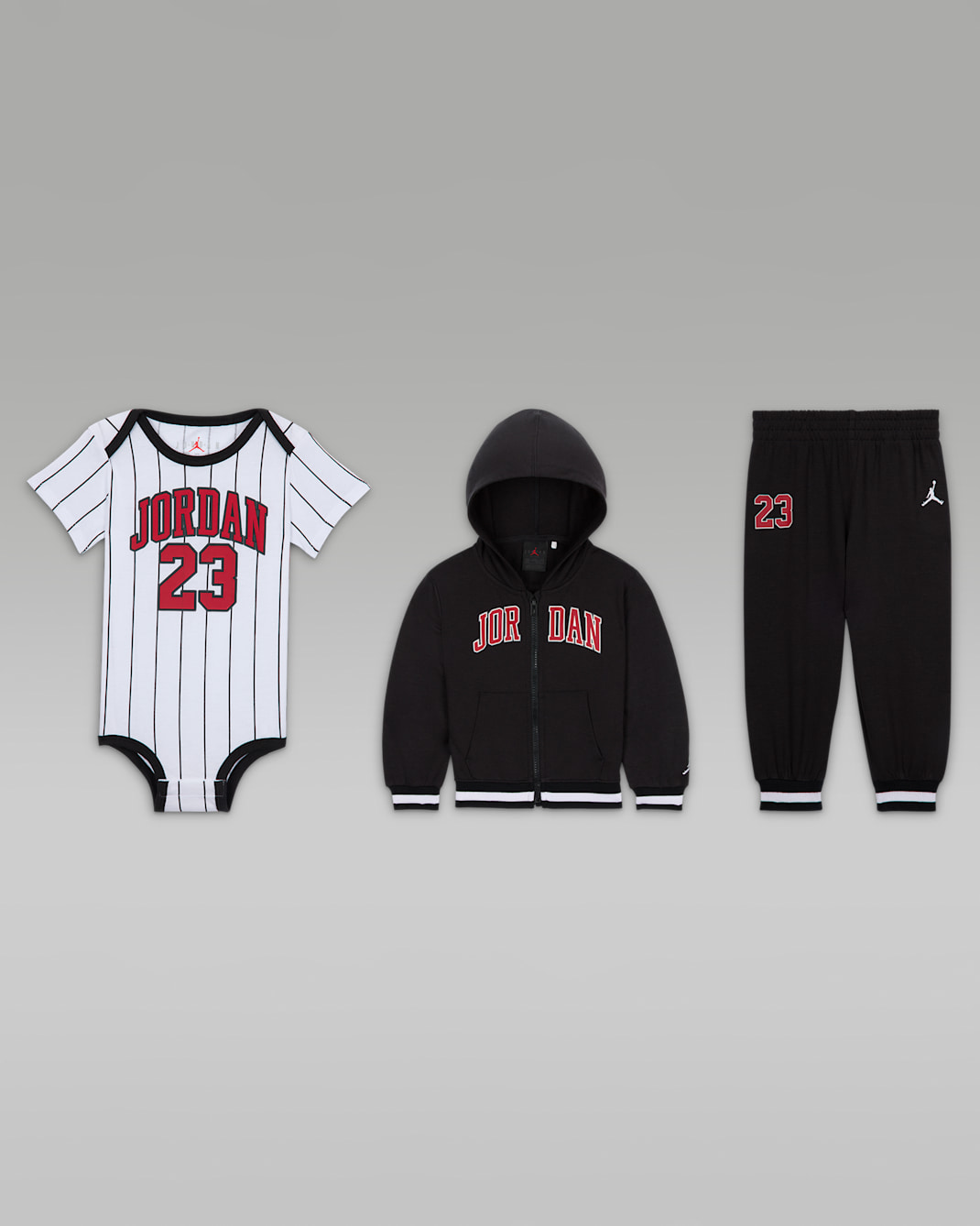 Ensemble trois pièces avec sweat à capuche à zip Jordan 23 pour bébé (6-12 mois) - Noir