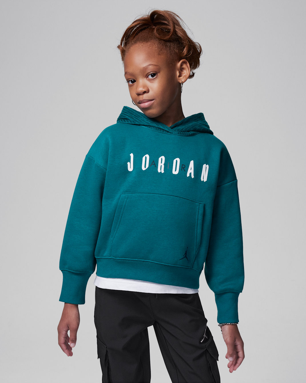 Sudadera con gorro para niños talla pequeña Jordan Soft Touch Mixed Pullover Hoodie - Azul verdoso geoda