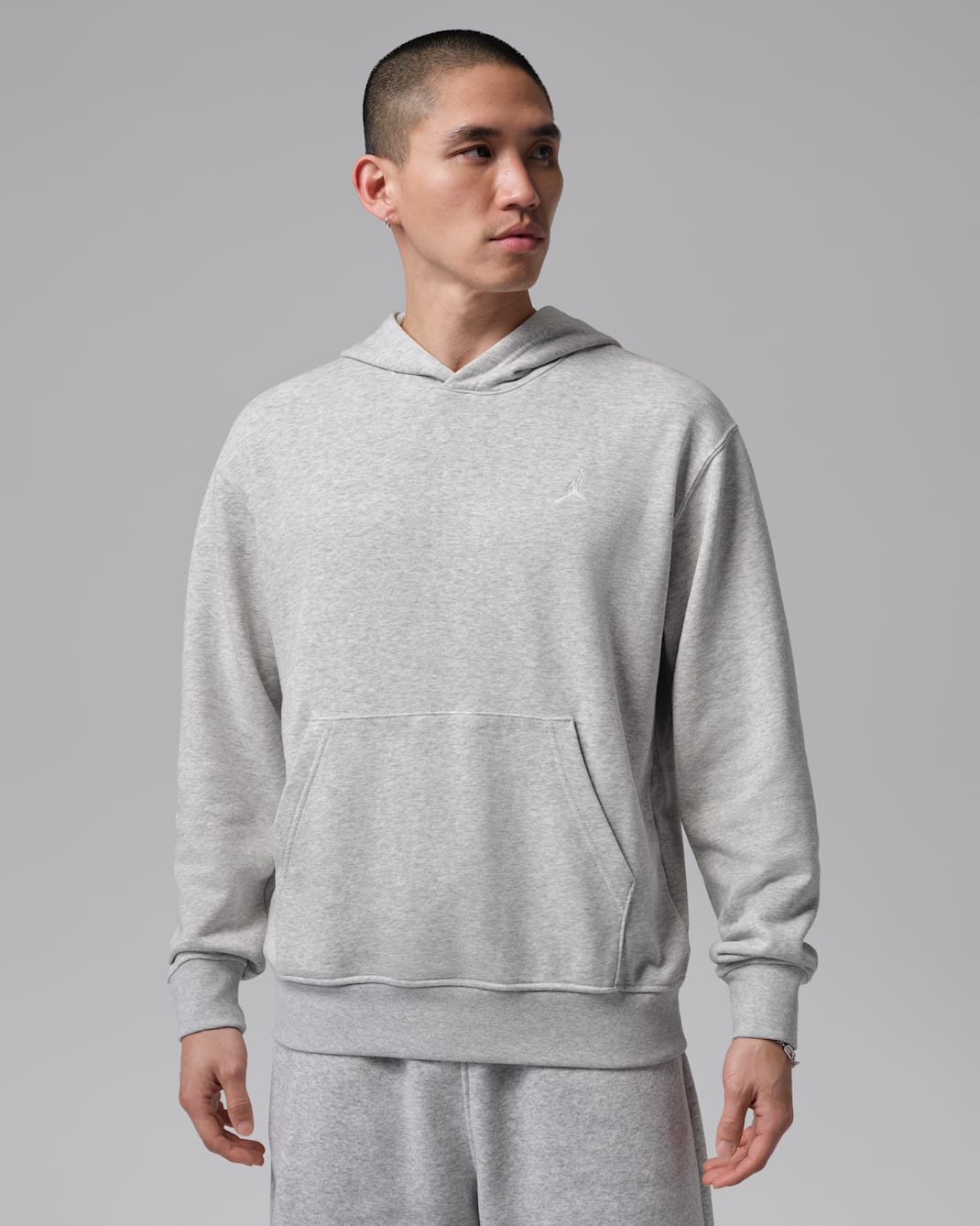 조던 브루클린 플리스 남성 풀오버 후디 - 그레이 헤더/화이트