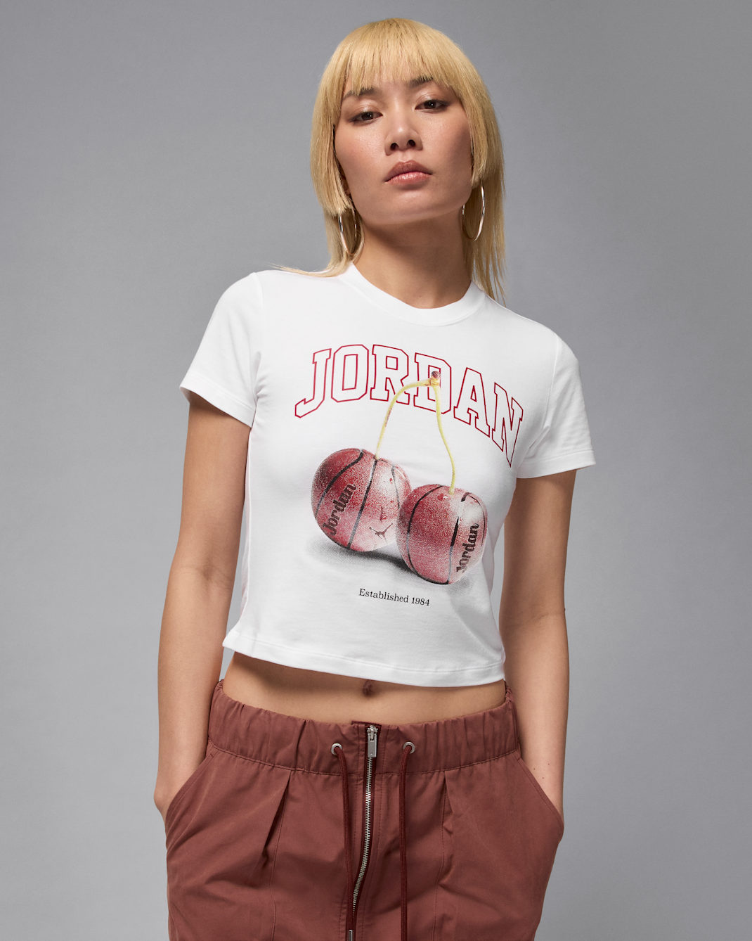 Playera para mujer Jordan Brooklyn - Blanco/Rojo gimnasio/Negro