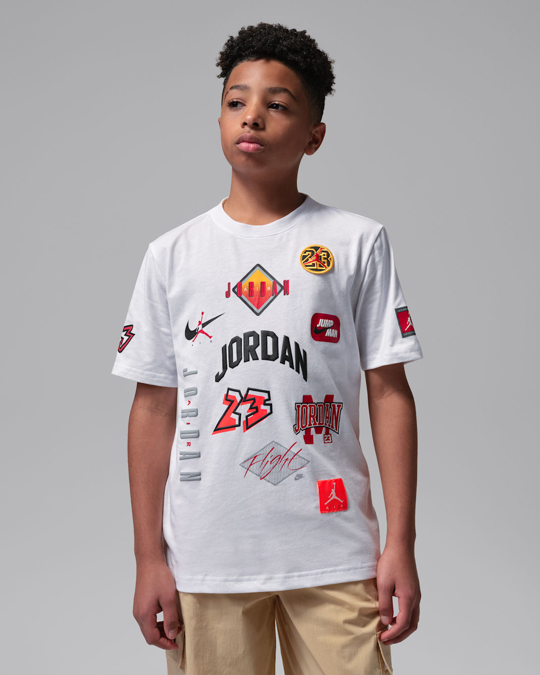 Playera con parche Dynasty para niños talla grande Jordan - Blanco
