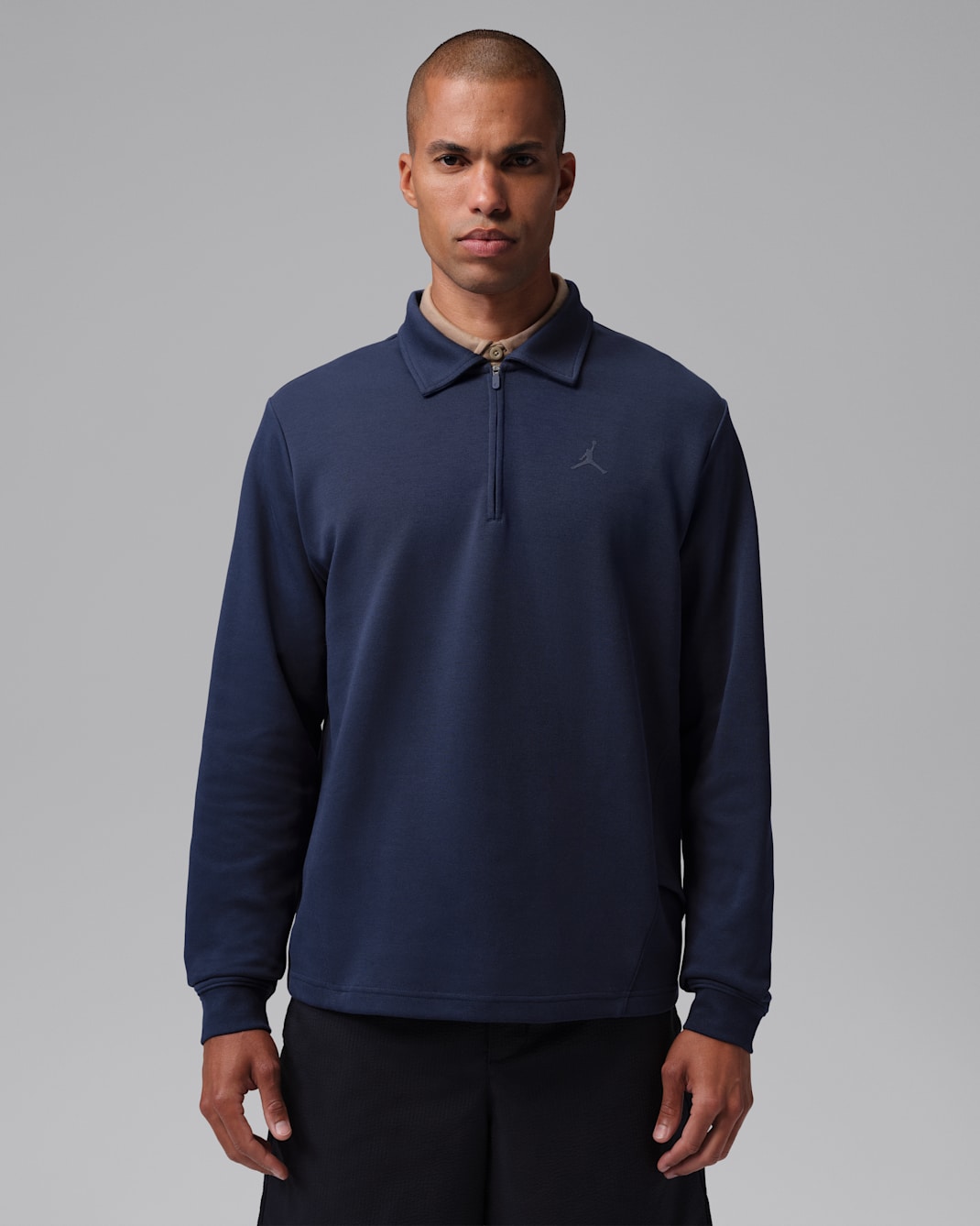 Jordan Men's 1/2-Zip Collared Long-Sleeve Golf Top - Obsidian/Black/Obsidian
