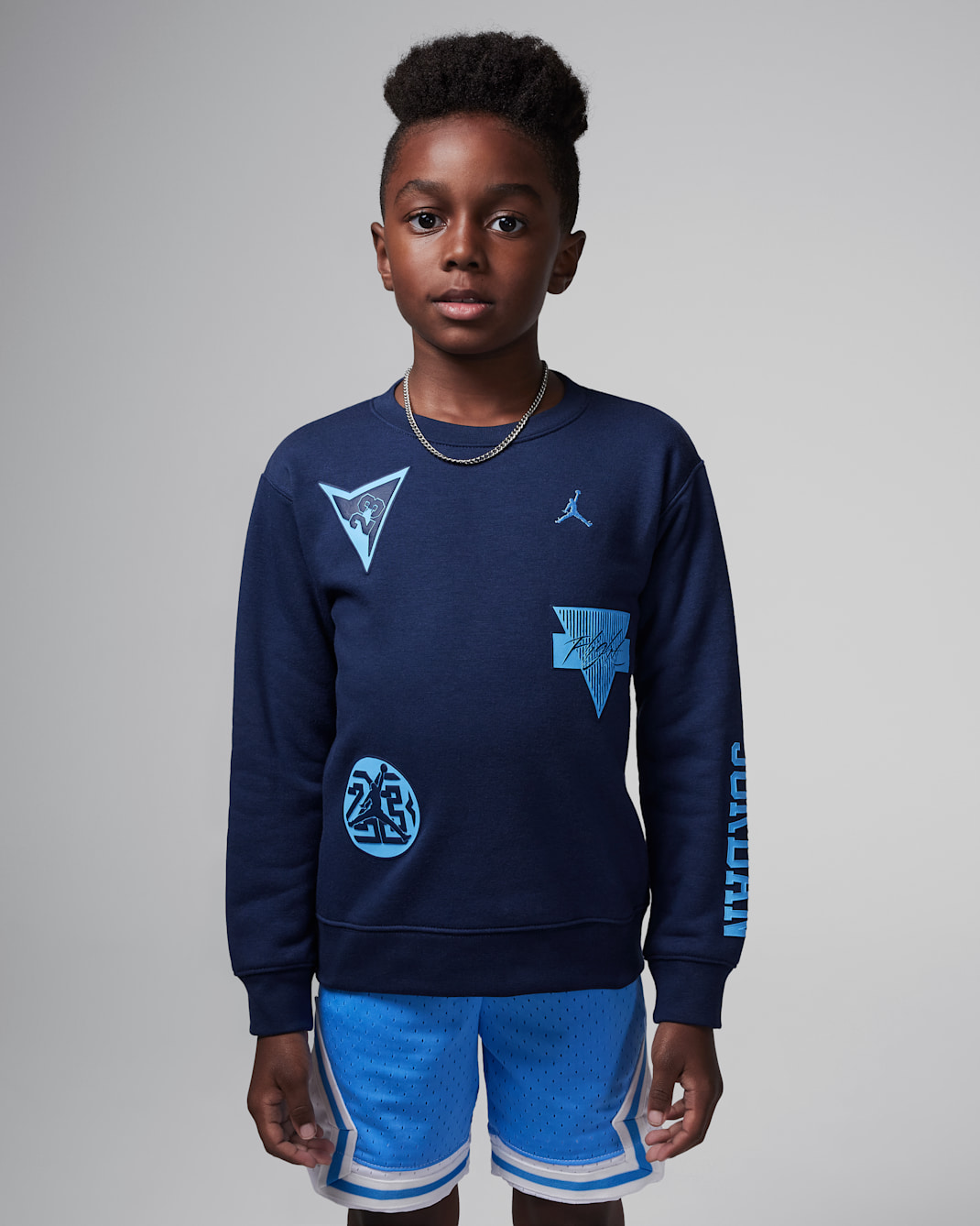 Playera de cuello redondo para niños talla pequeña Jordan "See Me Shine" - Azul marino medianoche