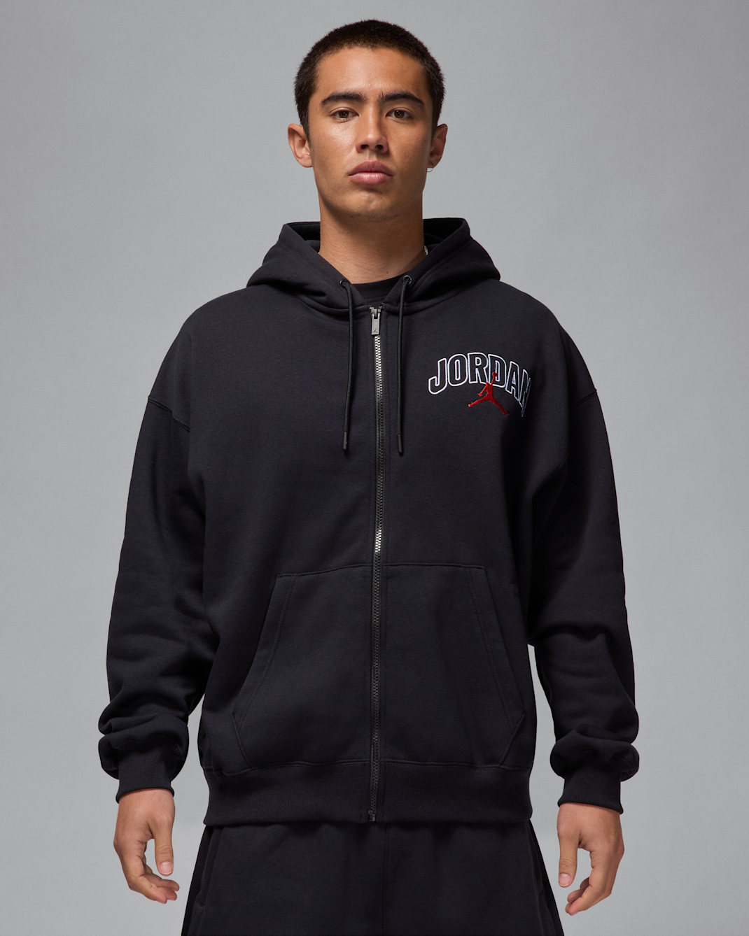 Sweat à capuche et zip oversize Jordan Brooklyn Fleece pour homme - Noir/Sail/Gym Red